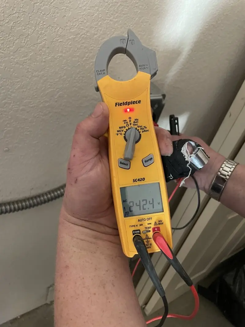 Voltage testing with clamp meter during Generator Installation in Cecil